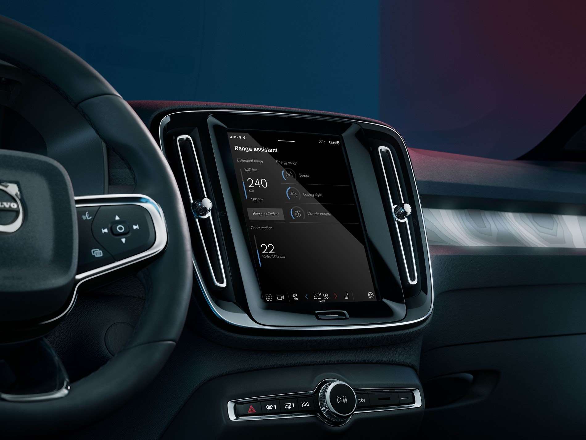Optimaliseer de actieradius van uw volledig elektrische Volvo met de nieuwe Range Assistant-app in de nieuwste over-the-airupdate